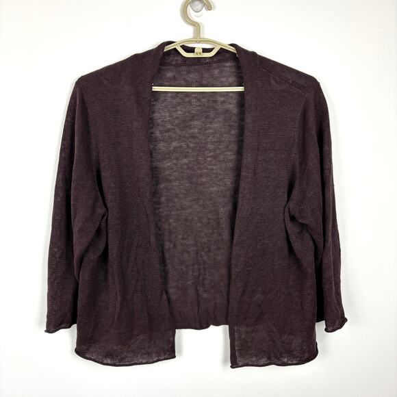 Eileen Fisher Sweaters - Eileen Fisher Chocolate Brown 100% Linen Cardigan *no size* approx XL